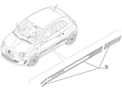 Abarth 500 Ozdobná lepící páska levá šedá 52056981