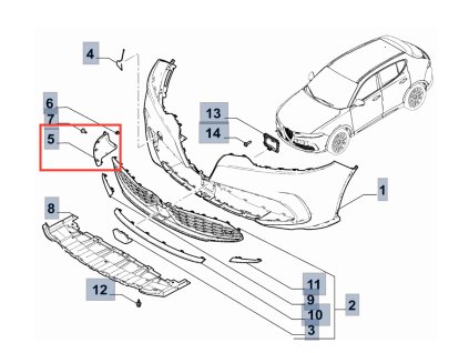 Alfa Romeo Tonale Kryt předního nárazníku levý 7QC26TZZAA