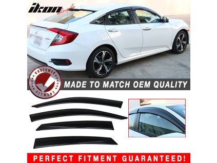 Honda Civic 4Dr Sedan 10th Generation 2016-2021 Ofuky oken akryl kouřová tónovaná