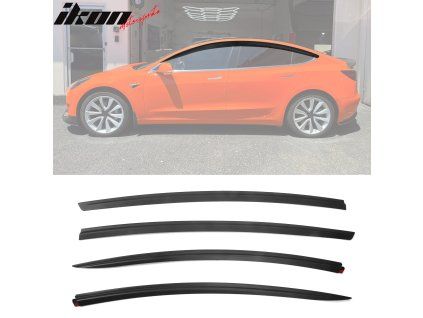 Tesla Model 3 2017-2023 Deflectores de ventanilla estilo Tape on ABS negro mate