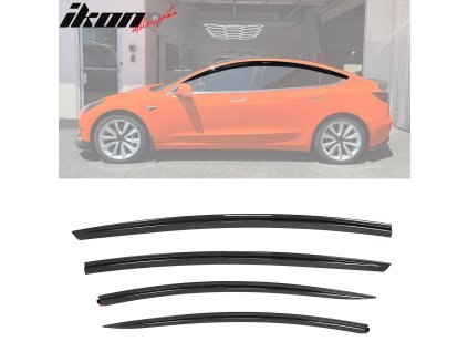 Tesla Model 3 2017-2023 Osłony okienne Styl taśmy ABS czarny połysk druk z włókna węglowego