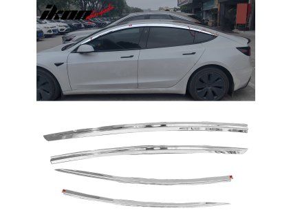 Tesla Model 3 2017-2023 Deflectores de ventanilla estilo Tape on ABS cromo