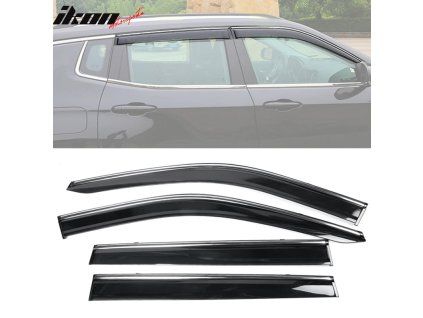 Jeep Compass 2017-2025 Deflectores de ventanilla Slim styl PC ahumado tintado con tira cromada