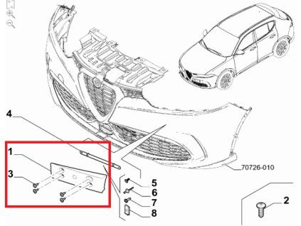 Alfa Romeo Tonale Support de plaque 68625398AA