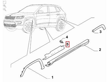 Jeep Compass MV Pravý držák lišty 53444000