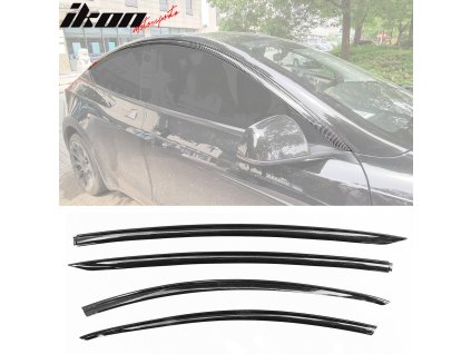 Tesla Model Y 2020-2025 Deflektory okien błyszczące czarne druk z włókna węglowego Tape on