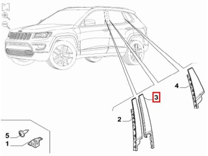 Jeep Compass MV Vnější obložení pravých zadních dveří 53440056