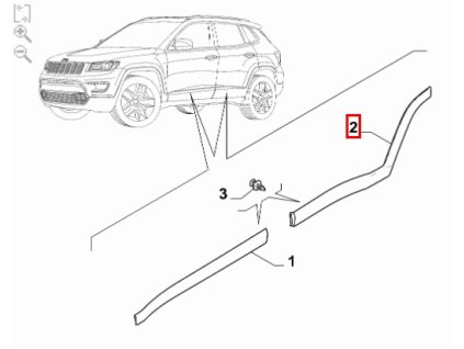 Jeep Compass MV Lišta levých zadních dveří 60969383