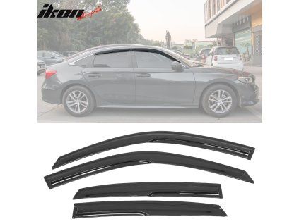 Honda Civic 2022-2025 Déflecteurs de vitres style Mugen acrylique fumé teinté