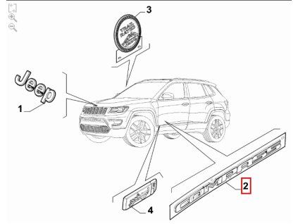 Jeep Compass MV Emblema Compass - lado derecho 68516054AA
