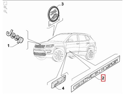Jeep Compass MV Znak Compass - levá strana 68305597AA