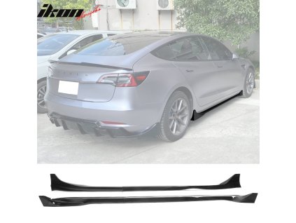 Tesla Model 3 2017-2022 Boční prahy IKON styl ABS lesklá černá