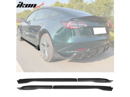 Tesla Model 3 2017-2022 Boční prahy IKON styl ABS matná černá