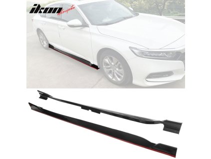 Honda Accord 2018-2022 PP Side Skirts Gloss Black with Red Stripe