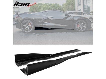 Chevrolet Corvette C8 2020-2025 Minigonne IKON V1 Stile A PP Nero Lucido