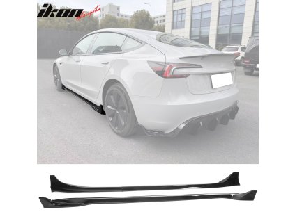 Tesla Model 3 2024 Boční prahy IKON styl ABS lesklá černá