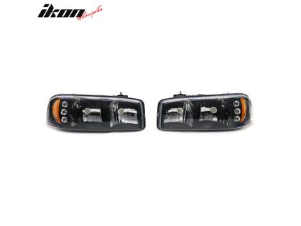 GMC Sierra 1999-2006 GMC Yukon 1500 2500 2000-2006 Hlavní světlomety Crystal styl čiré s jantarovým pruhem