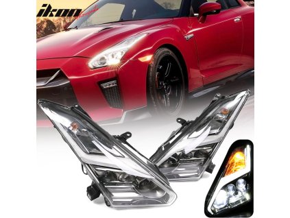 Nissan R35 GTR 2009-2024 Hlavní světlomety OEM styl černá chrom