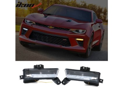 Chevrolet Camaro SS 2016-2018 Fendinebbia ABS PC custodia nera lente trasparente con striscia gialla
