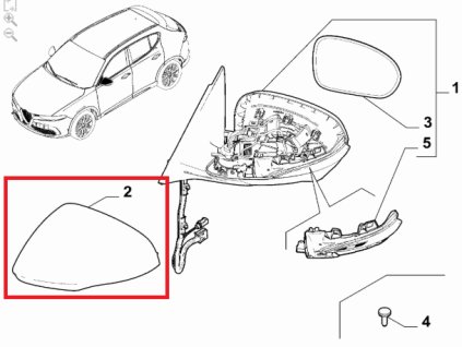 Alfa Romeo Tonale Víčko na levé zrcátko 156175269