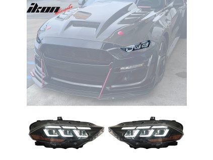Ford Mustang 2018-2023 Fog Lights 2024 Style with Sequential Turn Signals Black Housing Clear