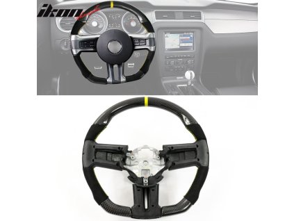 Ford Mustang 2010-2014 Volant černá se žlutým prošitím, žlutým indikátorem a syntetickým semišem uhlíkové vlákno