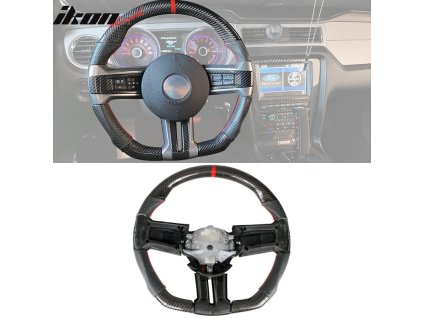 Ford Mustang 2010-2014 Volant červený kroužek perforovaná kůže indikátor uhlíkové vlákno