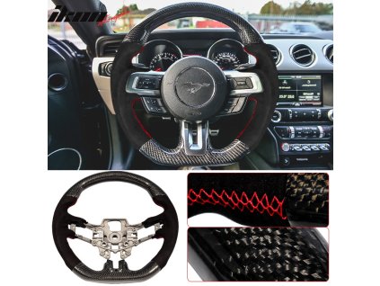 Ford Mustang 2015-2017 Volant černá s červeným prošíváním CF se syntetickým semišem
