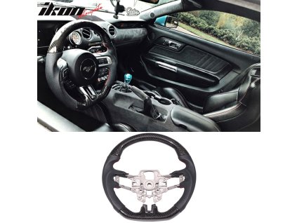 Ford Mustang 2015-2017 Volant černá s červeným prošíváním CF s pravou kůží