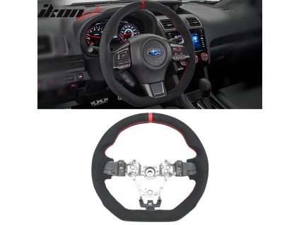Subaru WRX Subaru STI 2015-2021 Volant černá s červeným prošíváním červená linka syntetický semiš