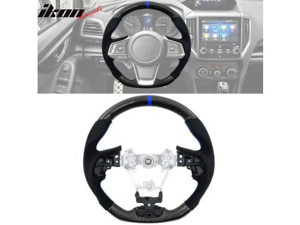 Subaru Impreza 2017-2019 Volant modrý steh a proužek uhlíkové vlákno syntetický semiš