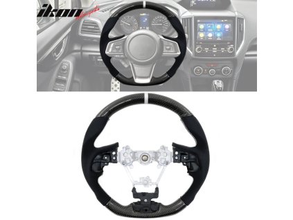 Subaru Impreza 2017-2019 Volant bílý steh a proužek uhlíkové vlákno syntetický semiš