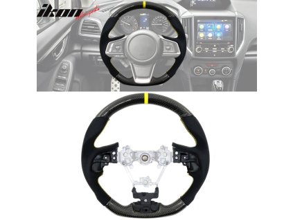 Subaru Impreza 2017-2019 Volant žlutý steh a proužek uhlíkové vlákno syntetický semiš