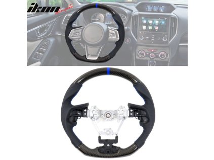 Subaru Impreza 2017-2019 Volant modrý steh proužek uhlíkové vlákno perforovaná kůže
