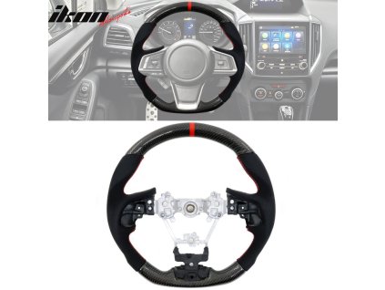 Subaru Impreza 2017-2019 Volant červený steh a proužek uhlíkové vlákno Alcantara