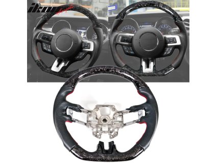 Ford Mustang 2018-2023 Volant červené prošívání kované uhlíkové vlákno kůže