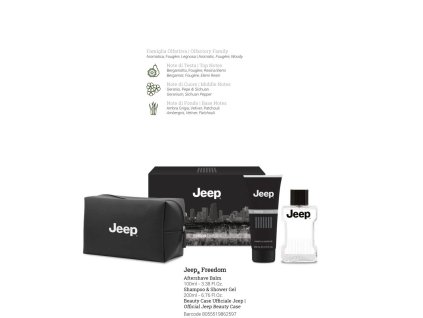 Jeep Freedom dopobarba 100 ml, bagnoschiuma 200 ml + beauty case Jeep