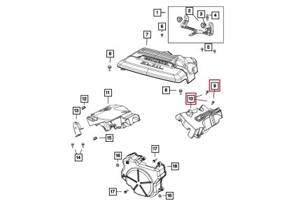 Dodge RAM 1500 5.gen DT Osłona listwy paliwowej 3.0L V6 05281891AA
