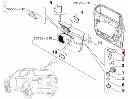 Jeep Compass MV Ogranicznik drzwi przednich - prawy 68247274AA