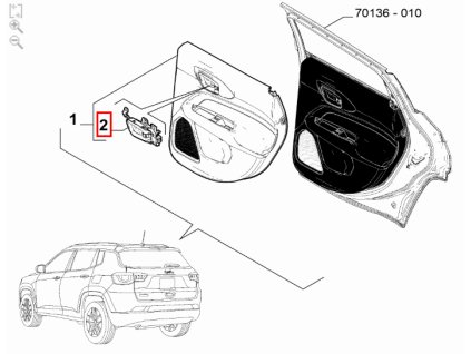 Jeep Compass MV Klamka wewnętrzna tylnych prawych drzwi 6WJ22SZLAD