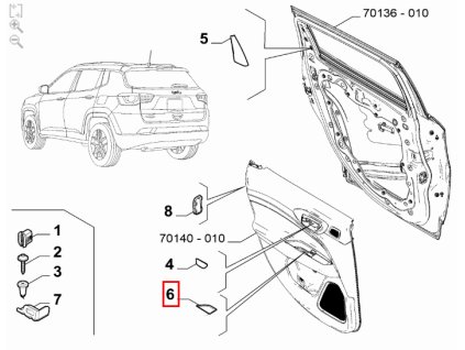 Jeep Compass MV Tappo porta - sinistra 7BM61DX9AB