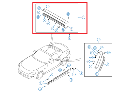 Abarth Spider 124 Outer windscreen trim 68417237AA
