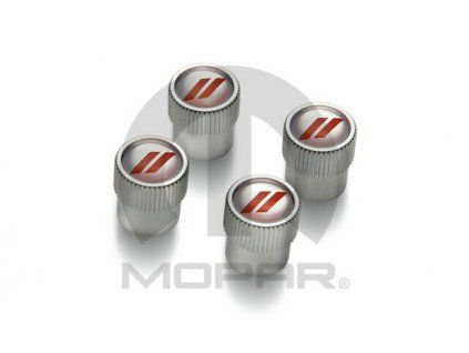 Mopar Bouchons de valve avec Dodge rouge, argenté