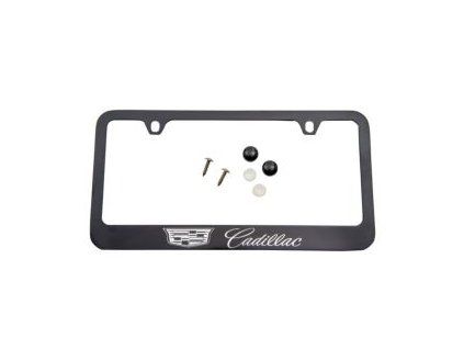 Support de plaque d'immatriculation noir avec logo Cadillac chromé