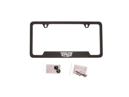 License plate frame with Cadillac logo - black