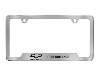 Cornice targa Chevrolet Baron & Baron® cromata con logo papillon nero e scritta Performance Script