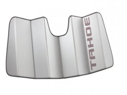 Chevrolet Tahoe 5.gen Balíček přední sluneční clony ve stříbrné barvě s nápisem Tahoe