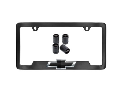 Chevrolet Rámeček na SPZ v černé barvě s logem Bowtie a krytkami ventilů od Baron & Baron