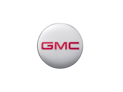 GMC Acadia Radmittenabdeckung aus gebürstetem Aluminium mit rotem GMC-Logo