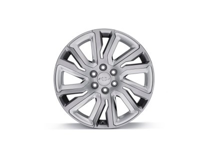 Cerchi in alluminio a sei razze Chevrolet Suburban 12a generazione Midnight Silver da 22x9 pollici con inserti cromati